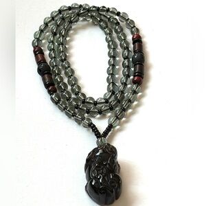 Ice Obsidian Pixiu Beaded Necklace Natural Crystal